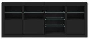 Aparador com luzes LED 164x37x67 cm preto