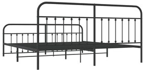 Estrutura de cama com cabeceira e pés 193x203 cm metal preto