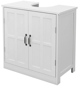 kleankin Móvel para Lavatório Pousar Armário para Casa de Banho com 2 Portas e Prateleira Interior Ajustável 60x30x60 cm Branco