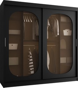 Roupeiro Hartford 521, Preto, 200x200x62cm, 159 kg, Portas para roupeiro: Deslizante, Número de prateleiras: 9, Número de prateleiras: 9