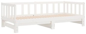 Sofá-cama com gavetão 90x190 cm madeira de pinho maciça branco