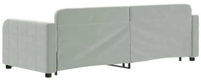 Sofá-cama c/ gavetão e gavetas 80x200 cm veludo cinzento-claro