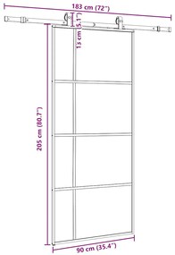Porta deslizante c/ conj. ferragens 90x205cm vidro ESG preto