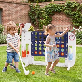 Jogo Infantil 4 em 1, 140 x 47 x 108 cm, Altura Regulável, Azul-marinho