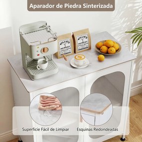 Aparador de Cozinha, 83 x 42 x 85,5 cm, Prateleira Regulável, Branco