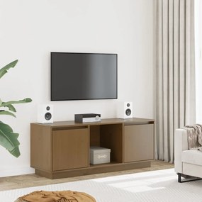 Móvel de TV 110,5x35x44 cm madeira de pinho maciça castanho mel