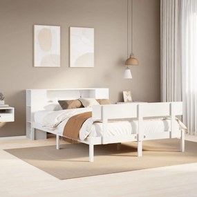 Cama com estante sem colchão 120x190 cm pinho maciço branco