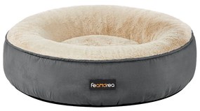 Cama redonda para animais de estimação com borda elevada | FEANDREA | 50 x 50 x 18 cm | cinzento|bege | PGW050G02.