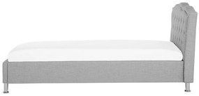 Cama de solteiro com arrumação em veludo cinzento claro 90 x 200 cm METZ Beliani