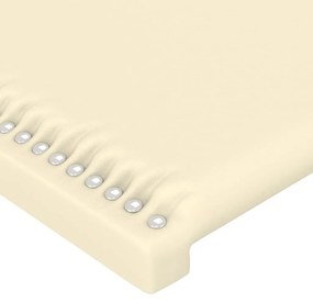 Cabeceira de cama c/ LED 83x16x118/128cm couro artificial crème