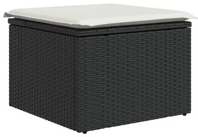 7 pcs conjunto de sofás p/ jardim c/ almofadões vime PE preto