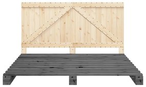 Estrutura de cama com cabeceira 200x200 cm pinho maciço cinza