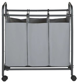 Separador de roupas com rodinhas SONGMICS, Cesto de roupas com 3 sacos removíveis, Carrinho de roupas, Organizador de brinquedos com rodas, Resistente, 3 x 44L, Cinza LSF003GS