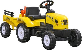HOMCOM Trator a Pedais para Crianças acima de 3 Anos Trator com Reboque de Pedais com Acessórios 133x42x51 cm Amarelo e Preto | Aosom Portugal