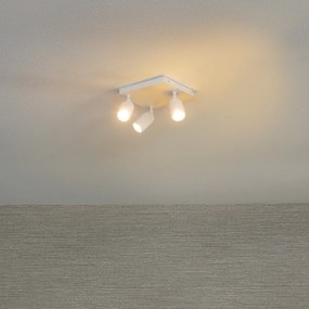 Foco de teto moderno branco quadrado 3 luzes IP44 - Ducha