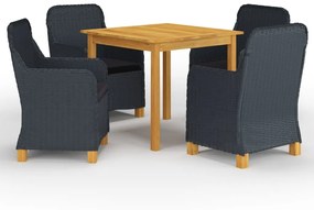vidaXL 5 pcs conjunto de jantar para jardim cinzento-escuro