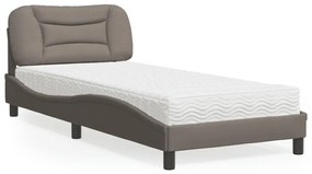 Cama com colchão 80x200 cm tecido castanho-acinzentado