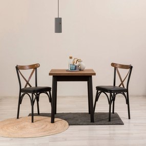 Conjunto de Mesa e Cadeiras Oliver – Preto – Mesa: 70x77x70 cm, Cadeir