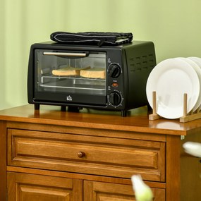 Mini Forno Elétrico 10 Litros 750W com Temperatura até 230°C Temporizador 60 Minutos Bandeja e Grade 36,5x26x22cm Preto