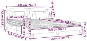 Cama com colchão 200x200 cm couro artificial cappuccino