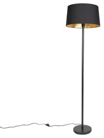 Candeeiro de pé moderno preto com cúpula preta 45 cm - Simplo Moderno
