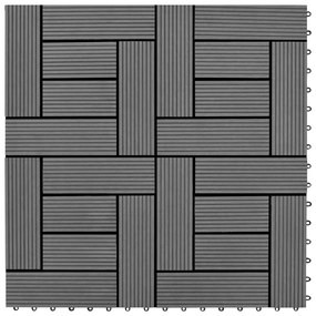 277799 vidaXL Ladrilhos de pavimento 22 pcs WPC 2m² 30x30 cm cinzento