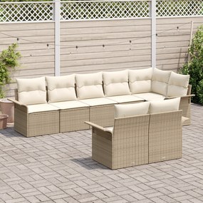 Conjunto de Sofá de Jardim de 8 Peças com Almofadas Rattan Poliéster B