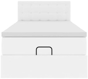 Estrutura de cama otomana com colchão 90x200 cm branco puro