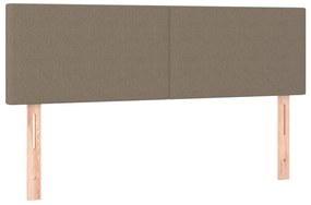 Cabeceira cama luzes LED tecido 144x5x78/88cm cinza-acastanhado