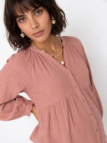 Blusa para gravidez e amamentação em gaze de algodão biológico*. pau-rosa