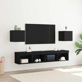 Gabinetes de TV Montados na Parede vidaXL 2 pcs Carvalho Preto 30,5x30x30 cm
