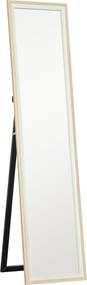HOMCOM Espelho de Pé 37x157 cm Espelho de Corpo Inteiro com Estrutura de MDF e Suporte Branco e Madeira Clara | Aosom Portugal