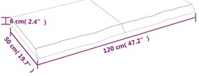 Prateleira de parede 120x50x(2-6)cm carvalho maciço não tratado