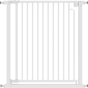 PawHut Portão de segurança para escadas Grade de proteção sem perfuração com fecho automático para crianças Cozinha Escada 76-80 x 76 cm Branco | Aosom Portugal