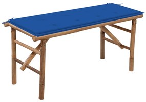 vidaXL Banco de jardim dobrável com almofadão 118 cm bambu