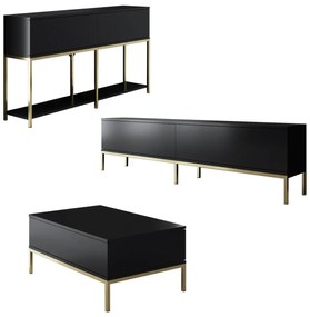 **** Conjunto de Mobiliário de Sala Lord – Preto e Dourado – Medidas V