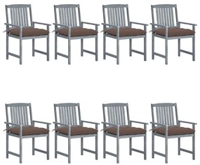 vidaXL Cadeiras de jardim c/ almofadões 8 pcs acácia maciça cinzento