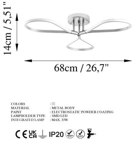 Candeeiro de Teto Damla – Cromado – 68 cm x 14 cm