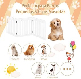 Barreira de segurança dobrável de 3 painéis para cães e animais de estimação com 2 pernas amovíveis Proteção do parque para escadas de quartos Branco