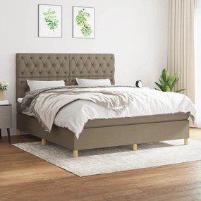 vidaXL Cama com molas/colchão 160x200 cm tecido castanho-acinzentado