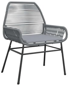 Conjunto jantar jardim 7 peças almofadas vidro vime cinzento PE