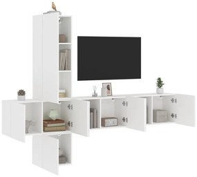 vidaXL 5 pcs móveis de parede p/ TV derivados de madeira branco