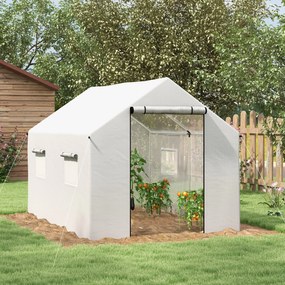 Estufa tipo Túnel 2x3x2 m Estufa de Exterior com 4 Janelas de Malha e Porta com Fecho de Correr Estufa para Cultivos Anti UV Branco