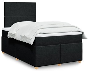 Cama boxspring com colchão 120x190 cm tecido preto