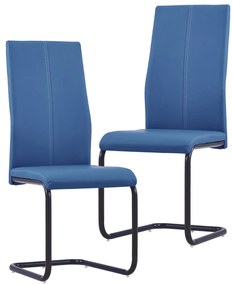 vidaXL Cadeiras de jantar cantilever 2 pcs couro artificial azul