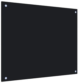 vidaXL Painel anti-salpicos de cozinha 70x60 cm vidro temperado preto