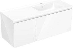 Mexen Orio armário de casa de banho 120 cm com lavatório Otis direito, 1S, 1D, branco brilhante - 91A13-12047-3-BBFF00-W18P00