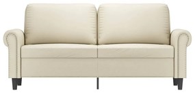 Sofá de 2 lugares 140 cm couro artificial cor creme