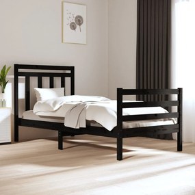 vidaXL Estrutura de cama solteiro 90x190 cm madeira maciça preto