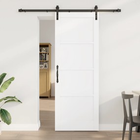 Porta Deslizante vidaXL com Conjunto de Ferragens Branco 78x211 cm Madeira Sólida de Pinheiro
